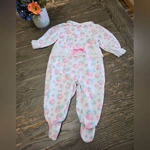 Carters Vtg girls RARE Cute Footie pajamas Strawberries 6-9M